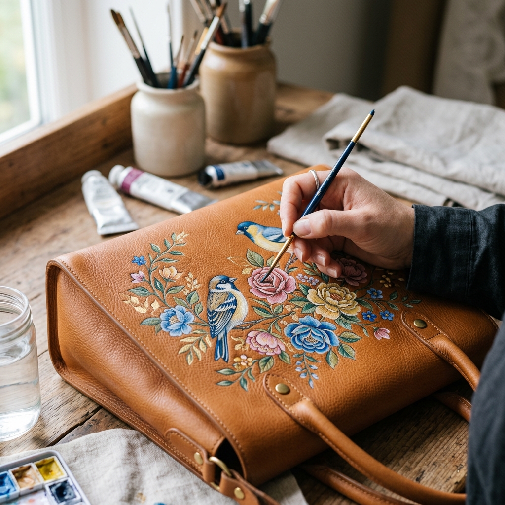Custom Painting on Leather Bags